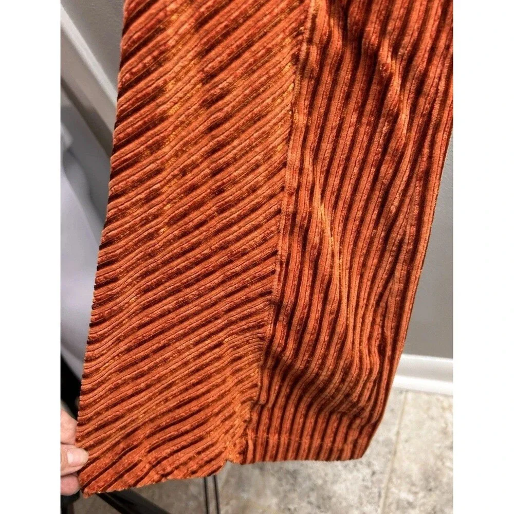 Free People Flared Pull On XS Ribbed Velvet Bell Bottom bronze Orange Bonus Top